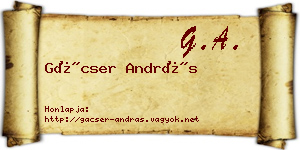Gácser András névjegykártya